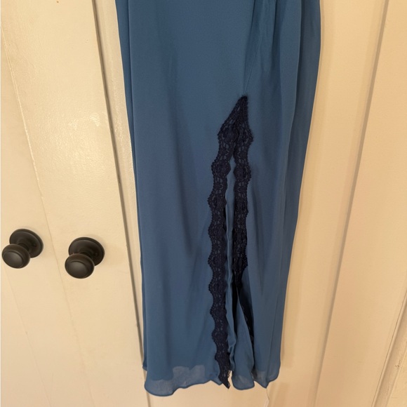 REFORMATION Blue Lace Trim Slip Dress - Picture 3 of 13
